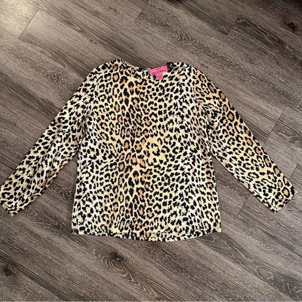 Ancora by Mary Ann Restivo Silk Leopard Blouse